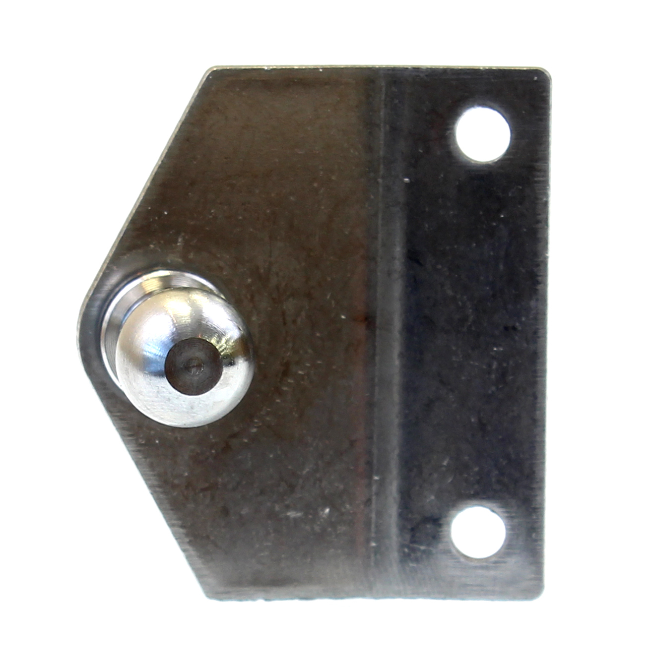 Gas strut bracket. Flat angled triangle. 13mm ball stainless steel.
